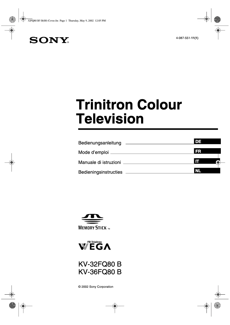 Page 1 de la notice Manuel utilisateur Sony KV-36FQ80B