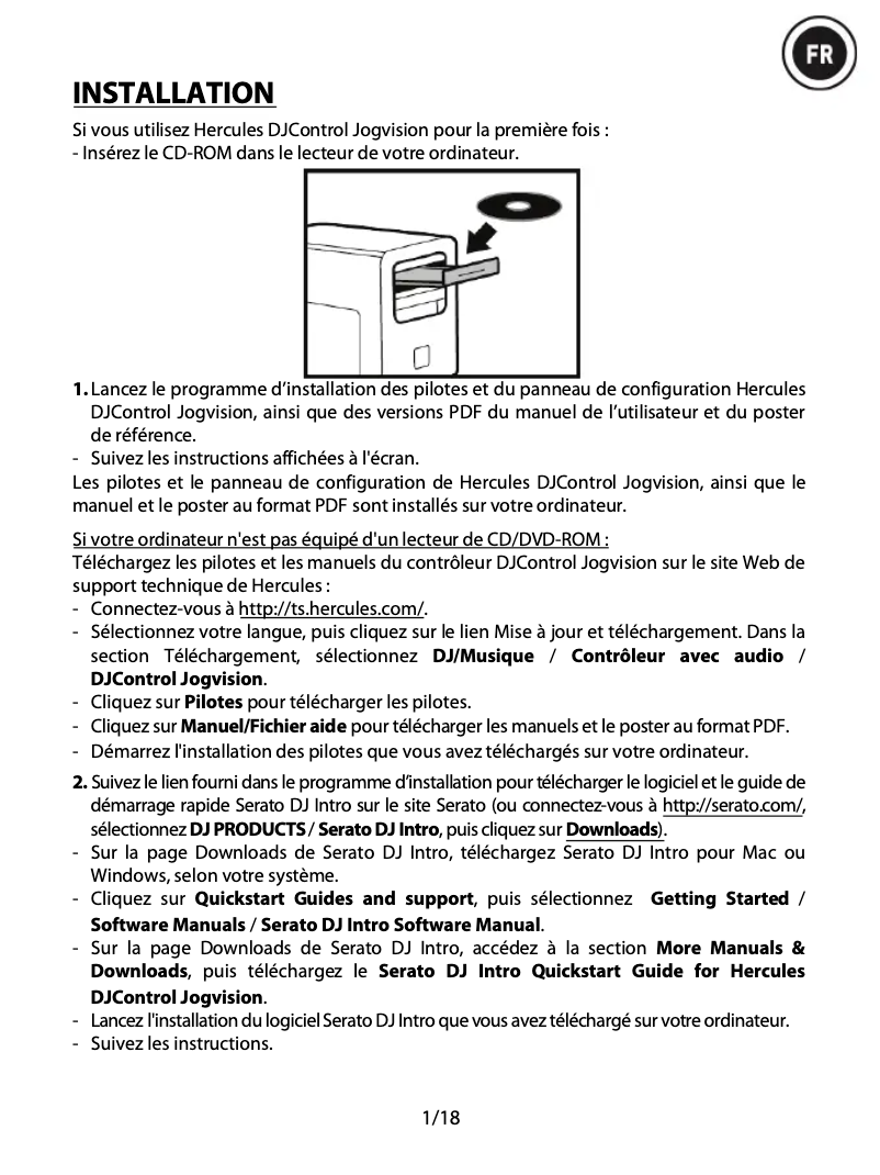 Page n°1 - Guide de démarrage rapide Hercules DJControl Jogvision