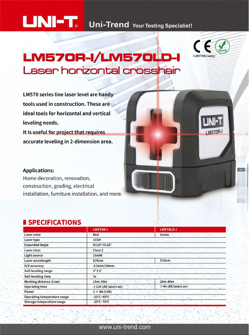 Page 1 de la notice Fiche technique Uni-T LM570LD-I