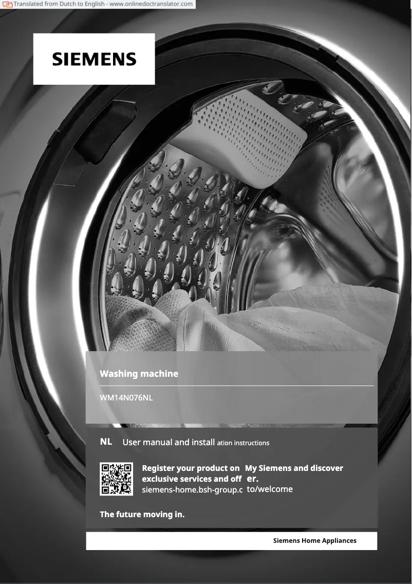 Image de la première page du manuel de l'appareil WM14N076NL