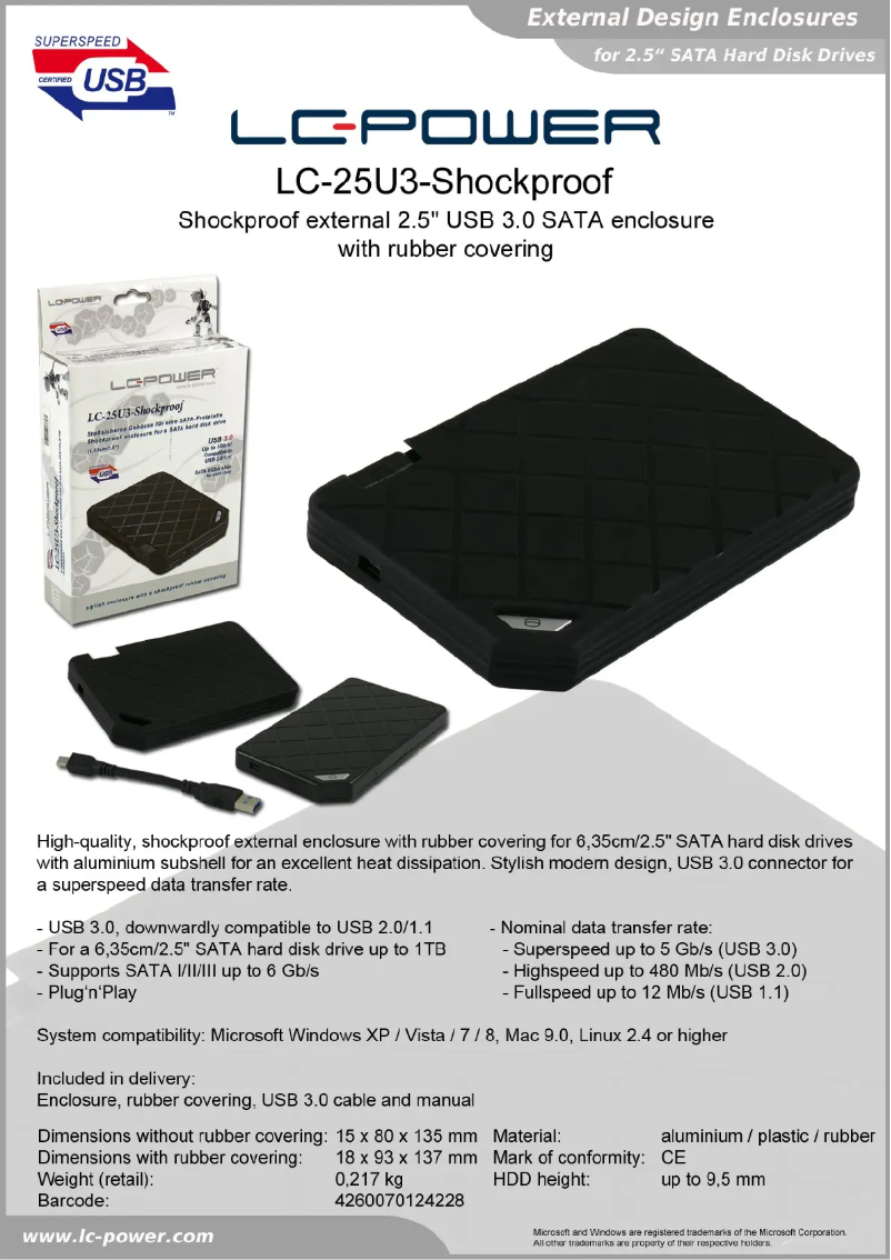 Page n°1 - Fiche technique LC-Power LC-25U3-Shockproof