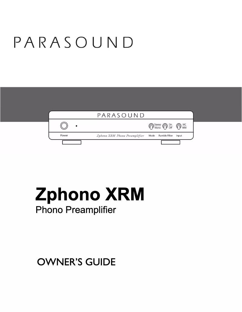 Page n°1 - Manuel utilisateur Parasound Zphono XRM