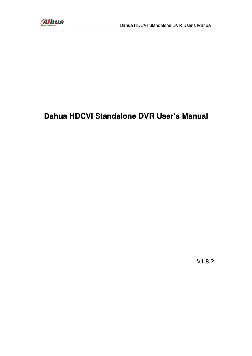 Page n°1 - Manuel utilisateur Dahua Technology DHI-XVR4108HS