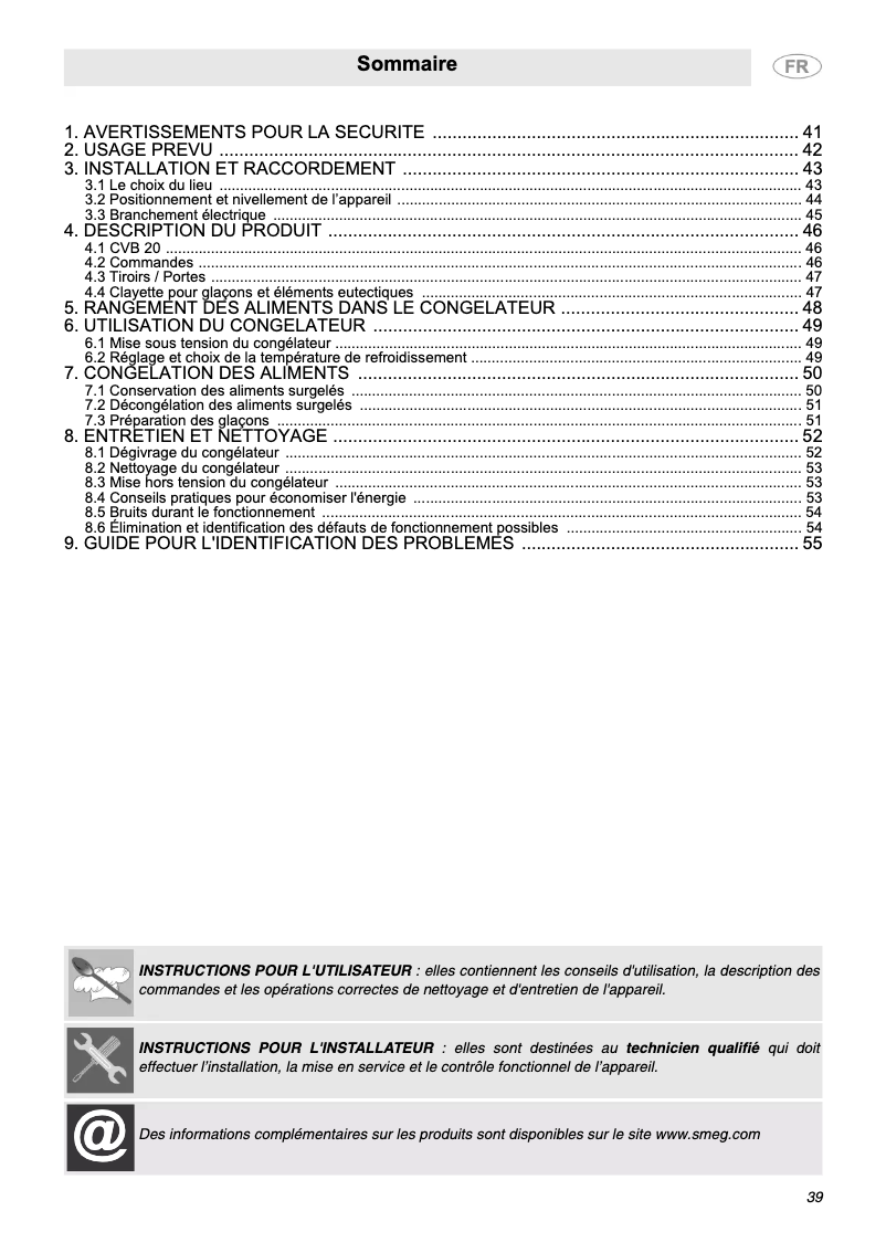 Page n°1 - Manuel utilisateur Smeg CVB20LP
