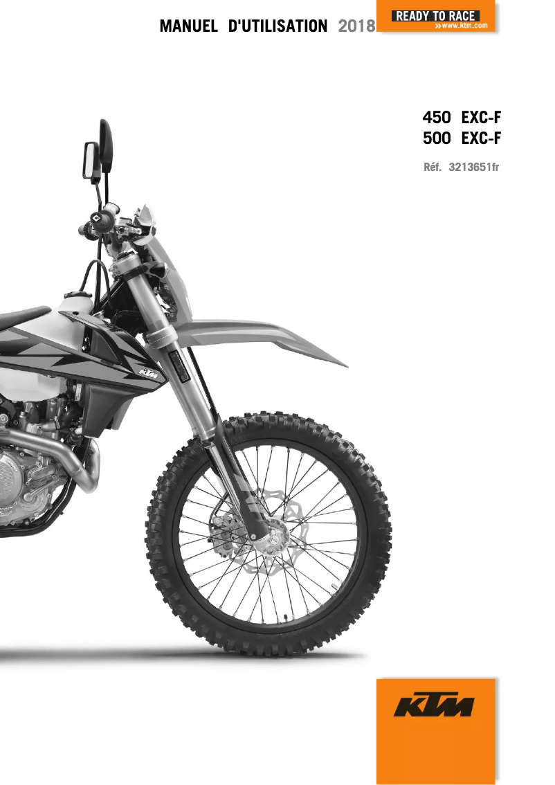 Image de la première page du manuel de l'appareil 450 EXC-F SIX DAYS (2018)