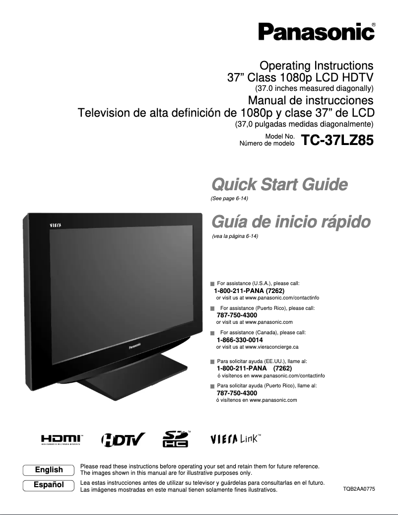 Page 1 de la notice Manuel utilisateur Panasonic Viera TC-37LZ85