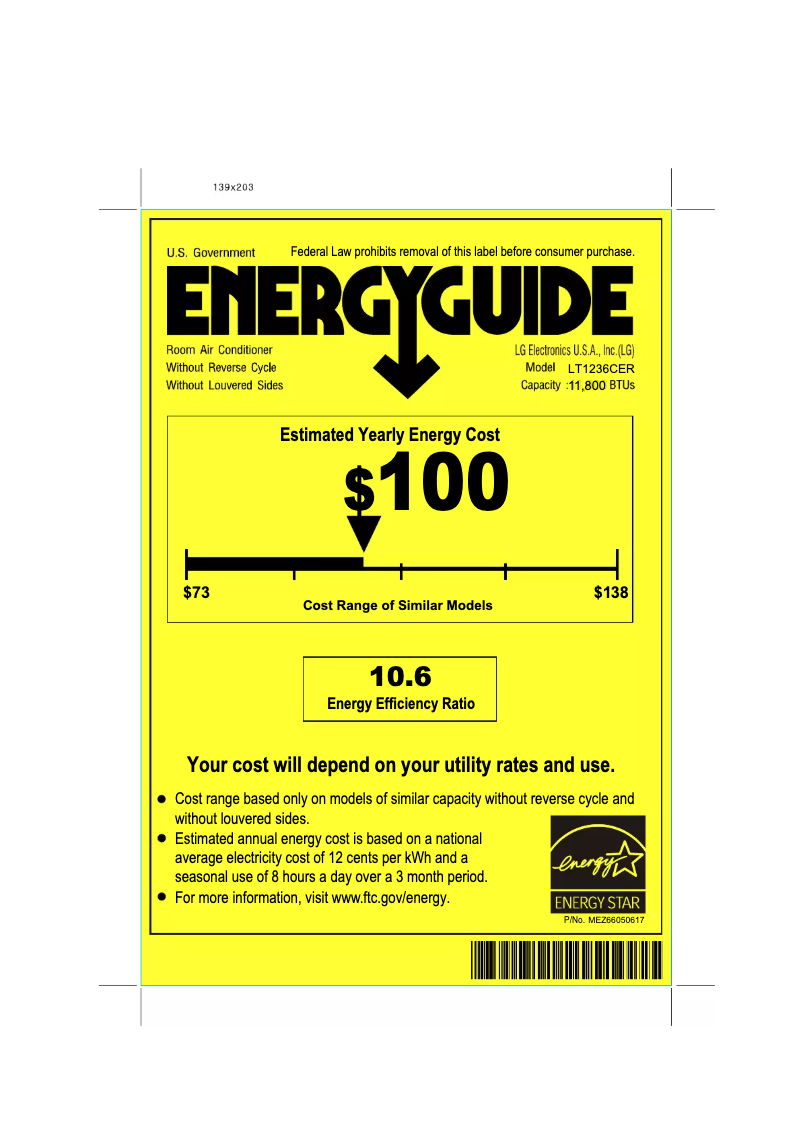 Page n°1 - Label énergétique LG LT1236CER