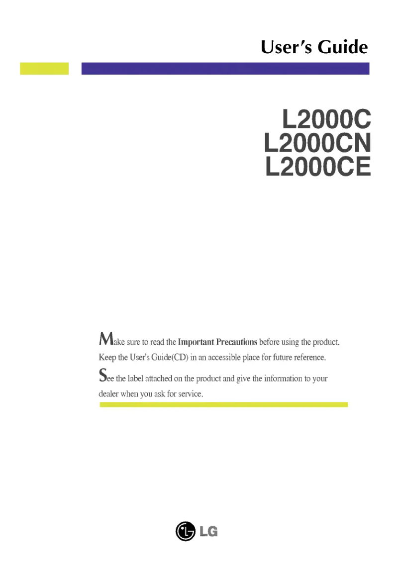 Page 1 de la notice Manuel utilisateur LG L2000CE-BF