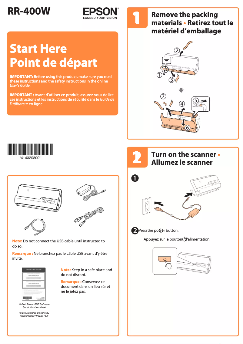 Page n°1 - Manuel utilisateur Epson RR-400W