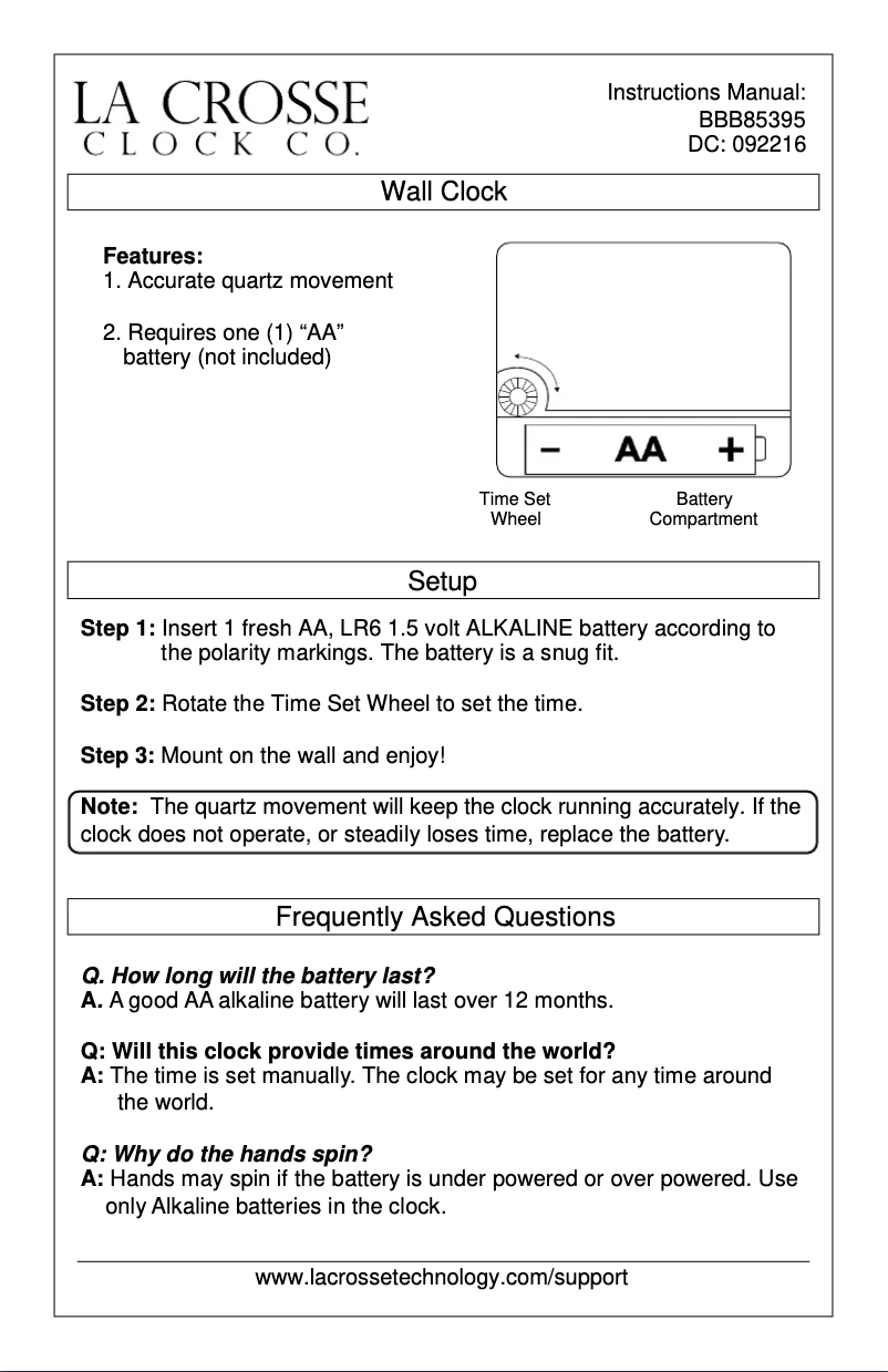 Page 1 de la notice Manuel utilisateur La Crosse Technology BBB85395