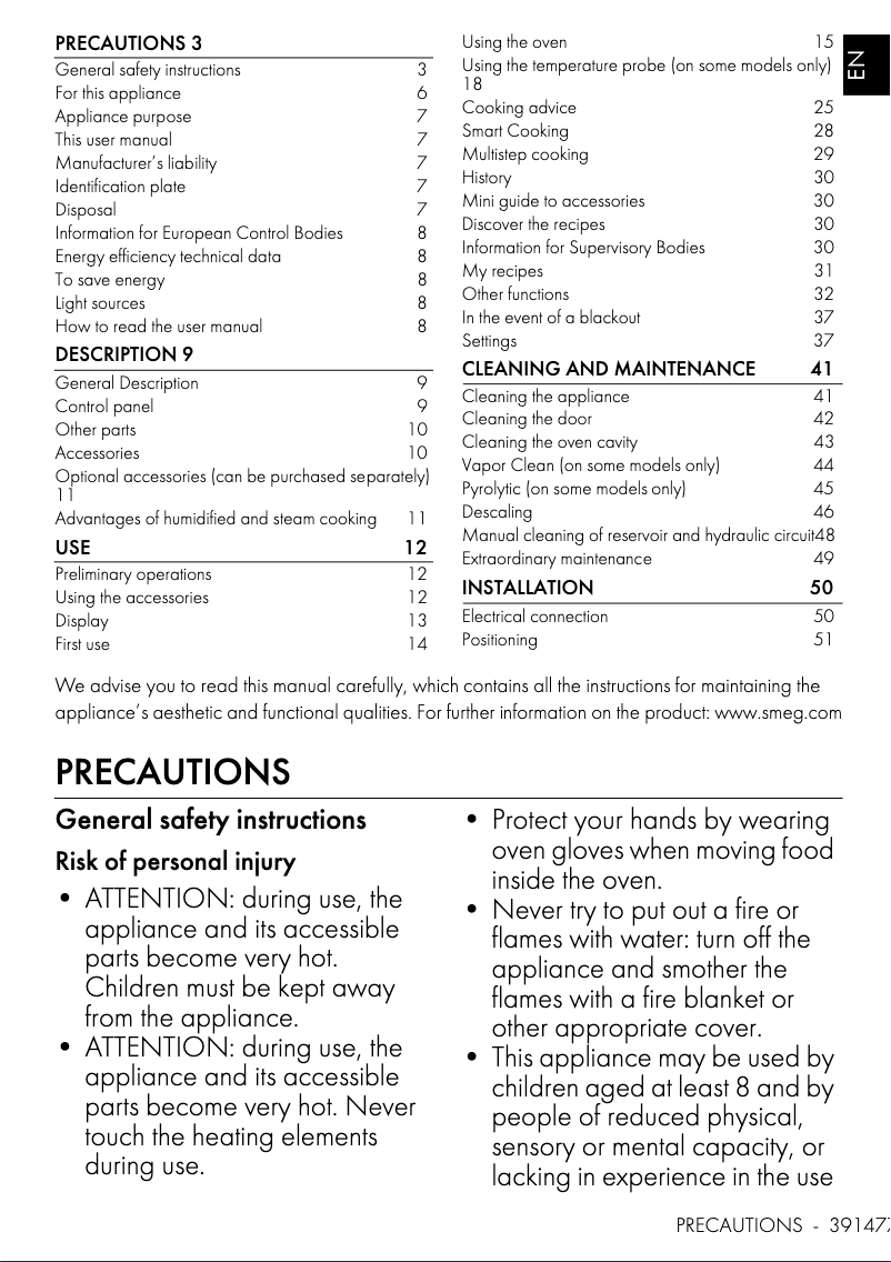 Page n°1 - Manuel utilisateur Smeg SOPA6104S2PG