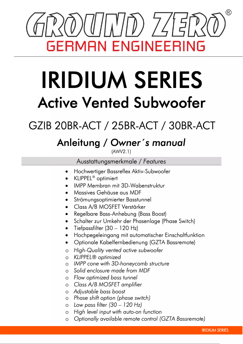 Imagen de la primera página del manual del dispositivo GZIB 25BR-ACT
