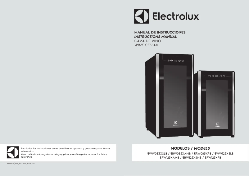 Page 1 de la notice Manuel utilisateur Electrolux ERW085XAMB