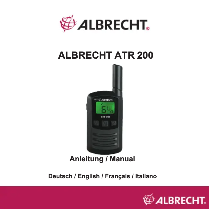 Page n°1 - Manuel utilisateur Albrecht ATR 200