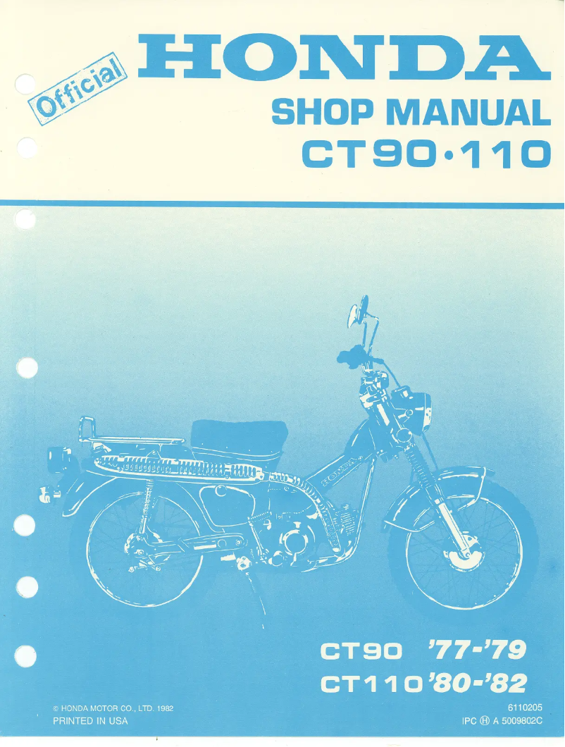 Page 1 de la notice Manuel utilisateur Honda CT90 (1979)