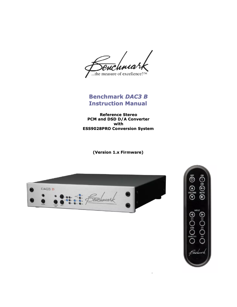 Page n°1 - Manuel utilisateur Benchmark DAC3 B