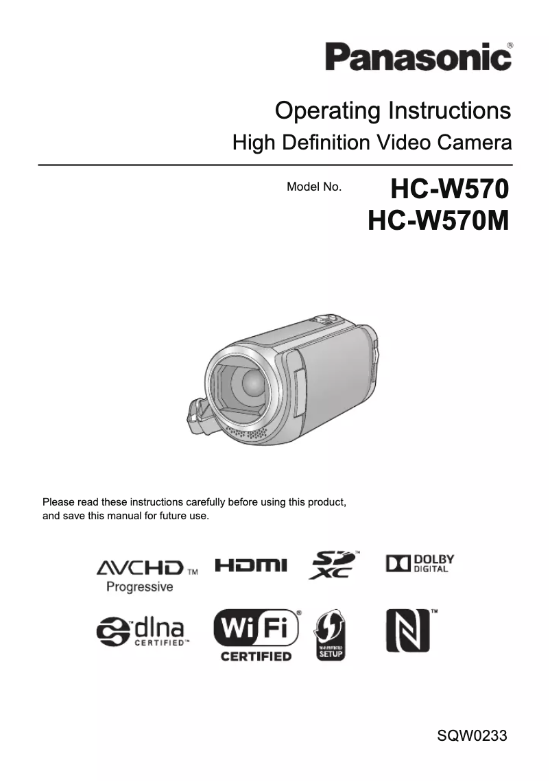 Page n°1 - Manuel utilisateur Panasonic HC-W570M