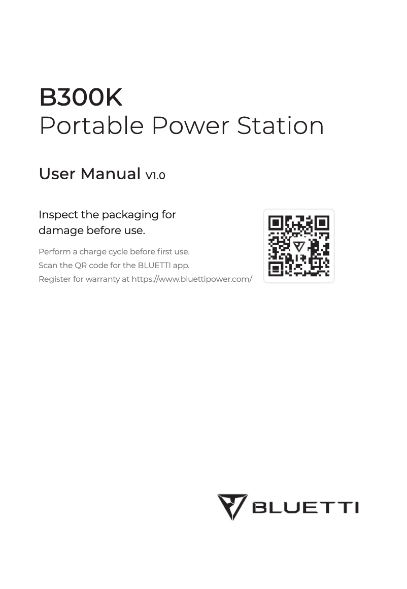 Page 1 de la notice Manuel utilisateur Bluetti B300K