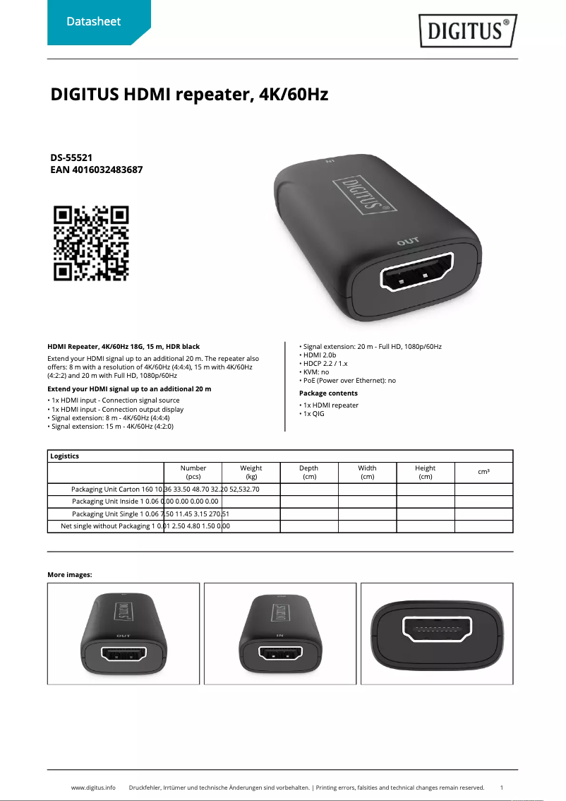 Página 1 del manual Ficha técnica Digitus DS-55521