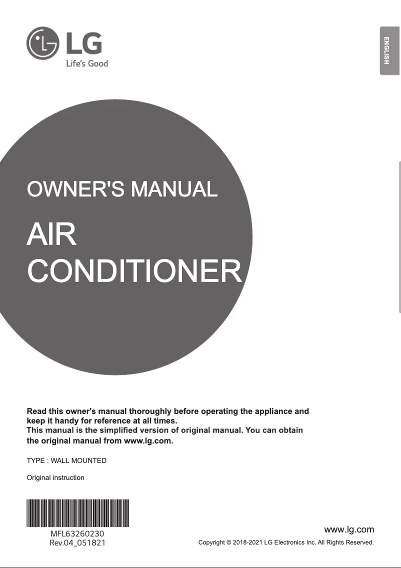 Página 1 del manual Manual de usuario LG AMNQ09GSJC0