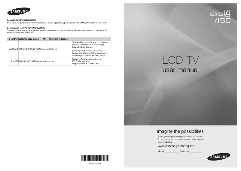 Page n°1 - Manuel utilisateur Samsung LN32C450