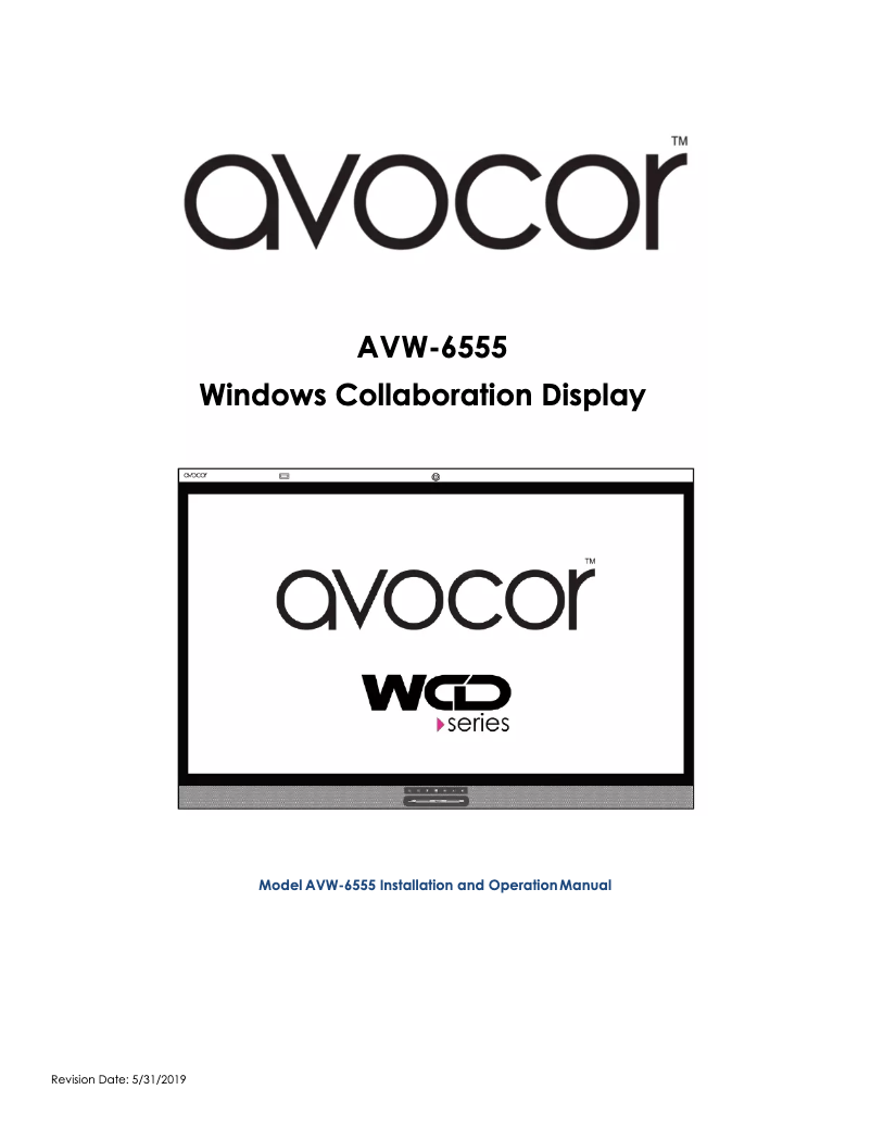 Page n°1 - Manuel utilisateur Avocor AVW-6555