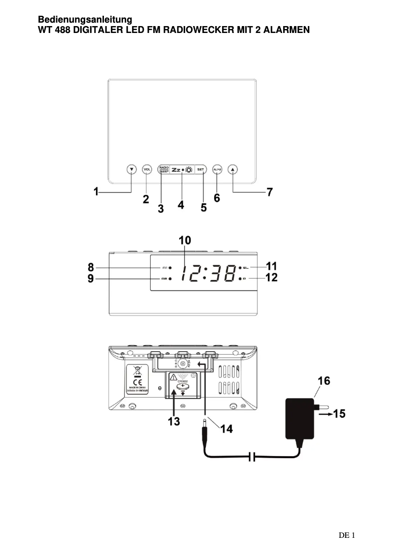 Page n°1 - Manuel utilisateur Techno Line WT 488