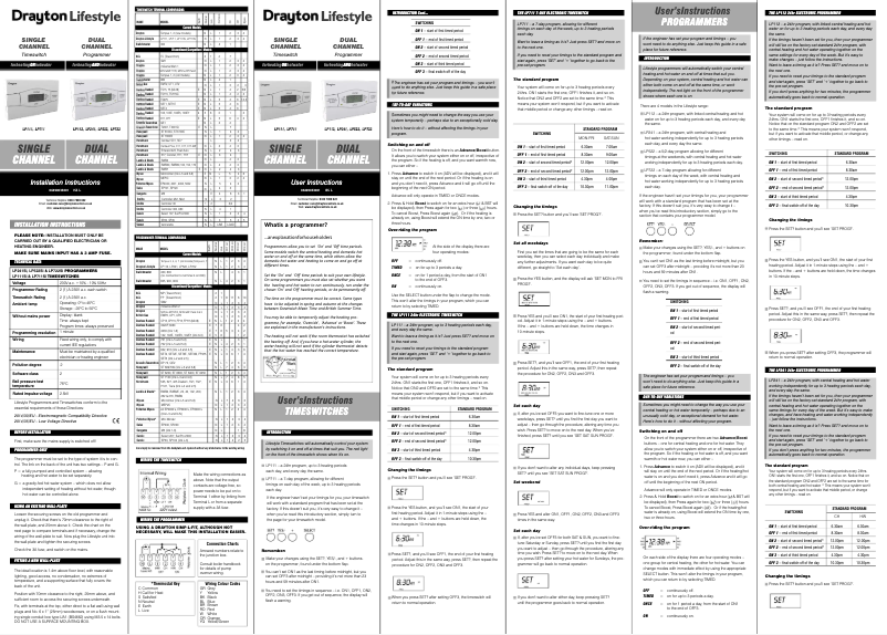 Page 1 de la notice Manuel utilisateur Drayton Lifestyle LP711