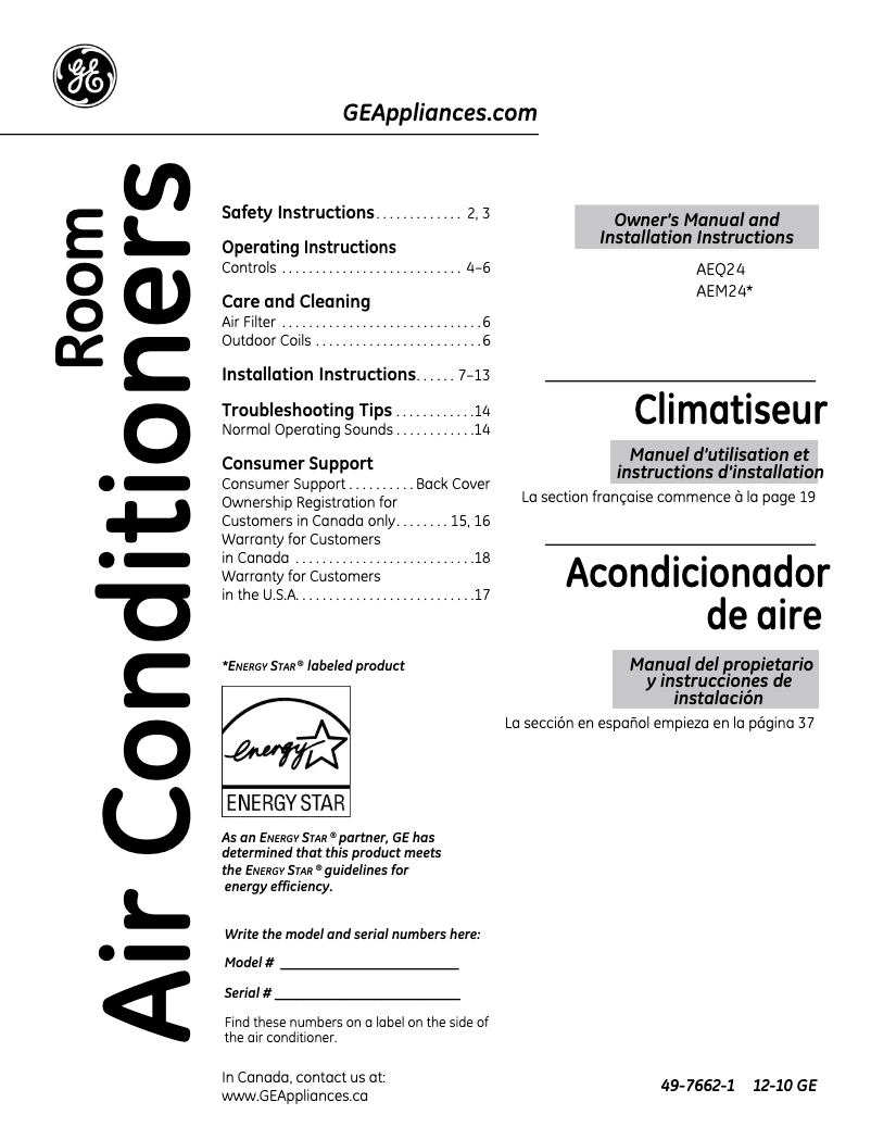 Imagen de la primera página del manual del dispositivo AEM2