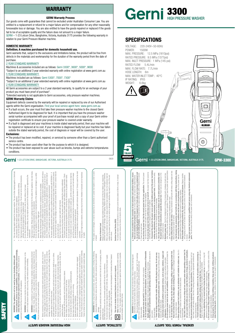 Página 1 del manual Manual de usuario Gerni 3300