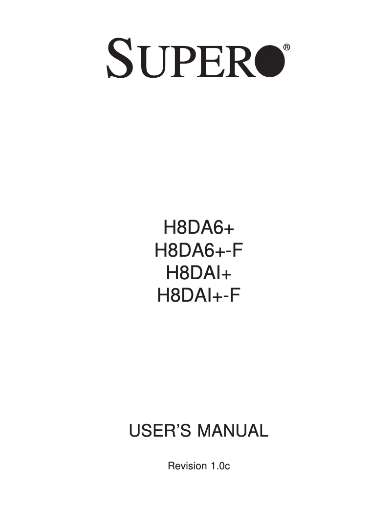 Page n°1 - Manuel utilisateur Supermicro MBD-H8DA6+-O