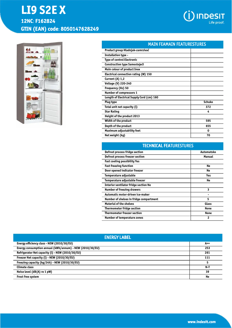 Image de la première page du manuel de l'appareil LI9 S2E X