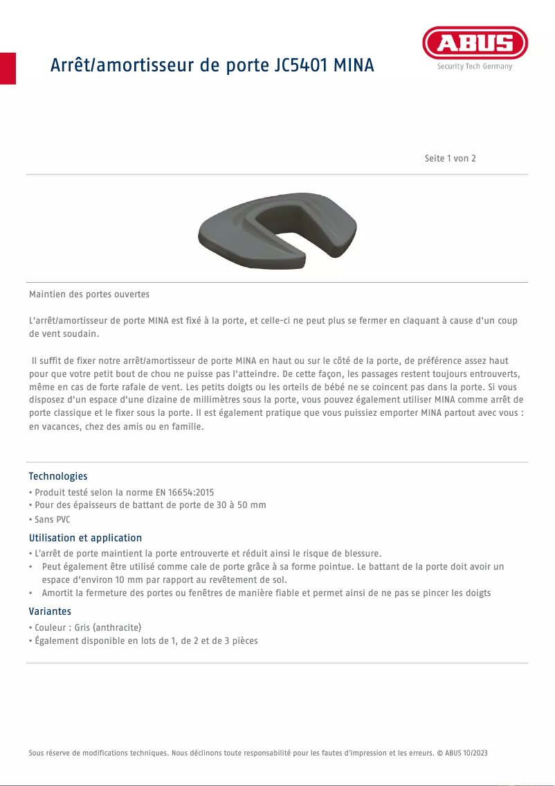 Image de la première page du manuel de l'appareil JC5401