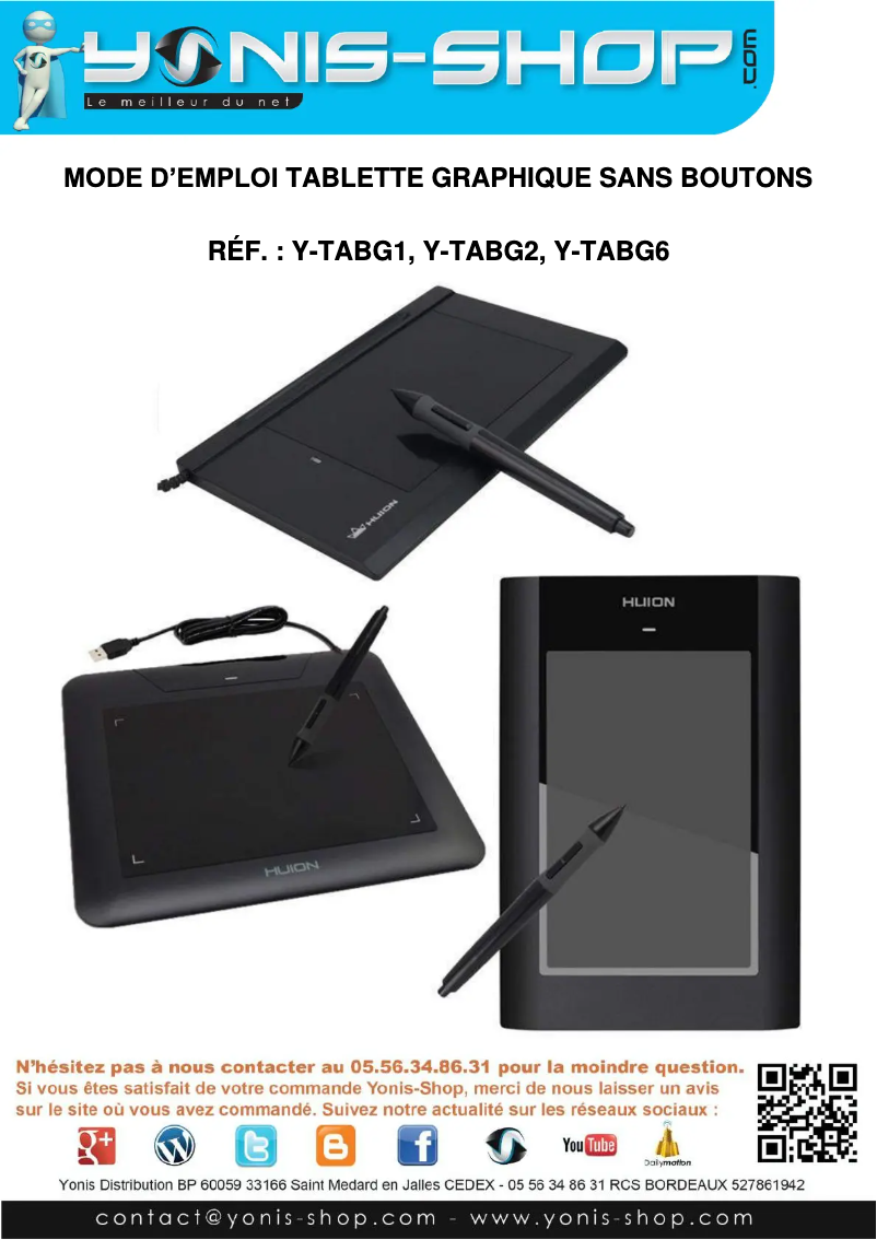 Page 1 de la notice Manuel utilisateur Yonis Y-TABG1