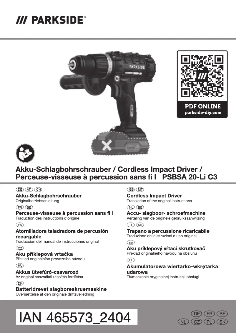 Image de la première page du manuel de l'appareil PSBSA 20-Li C3