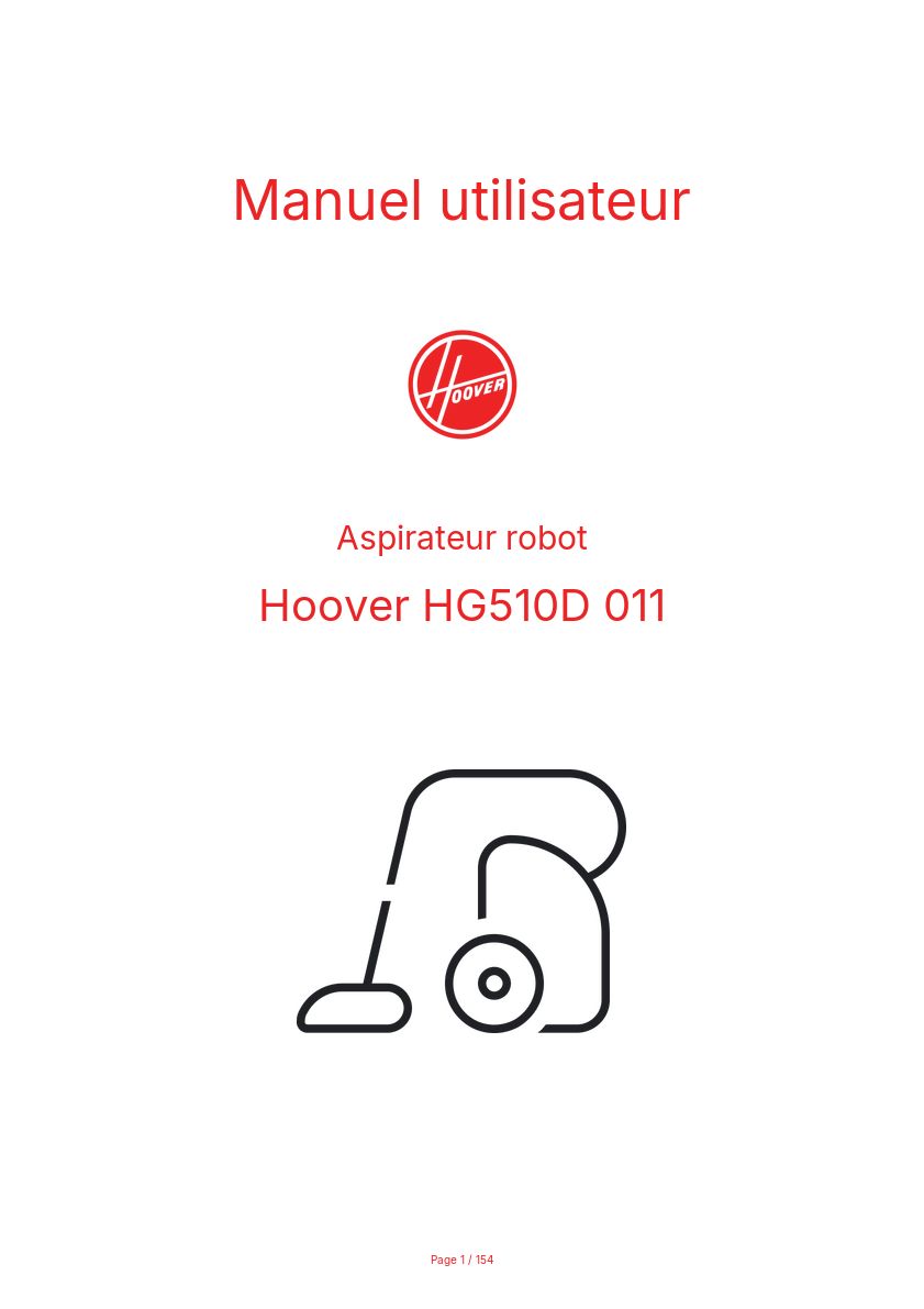 Page n°1 - Manuel utilisateur Hoover HG510D 011