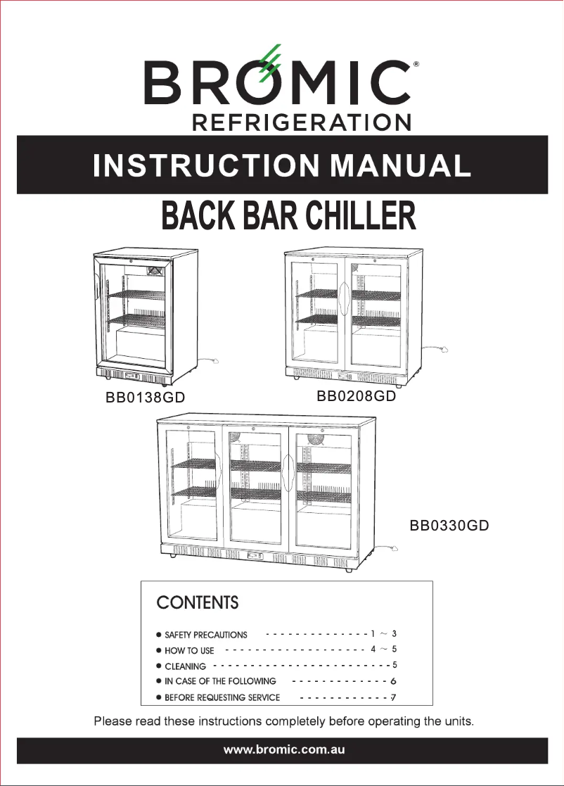 Page 1 de la notice Manuel utilisateur Bromic UBFO140SD