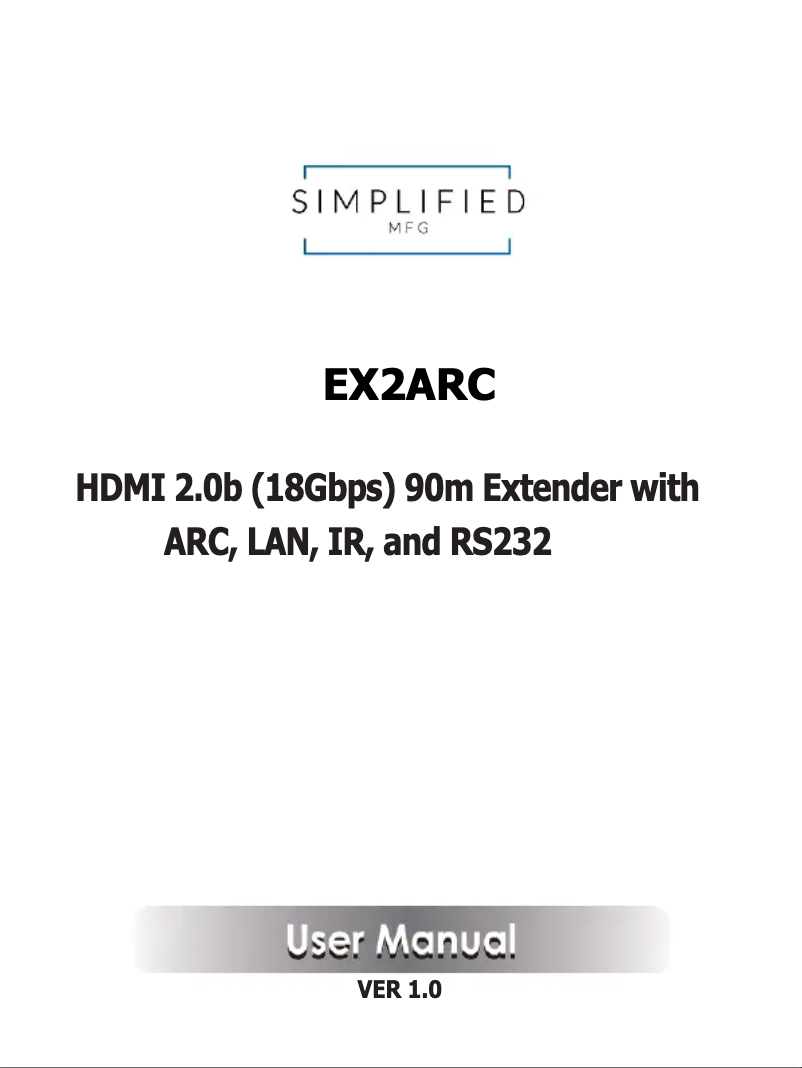 Page 1 de la notice Manuel utilisateur Simplified MFG EX2ARC