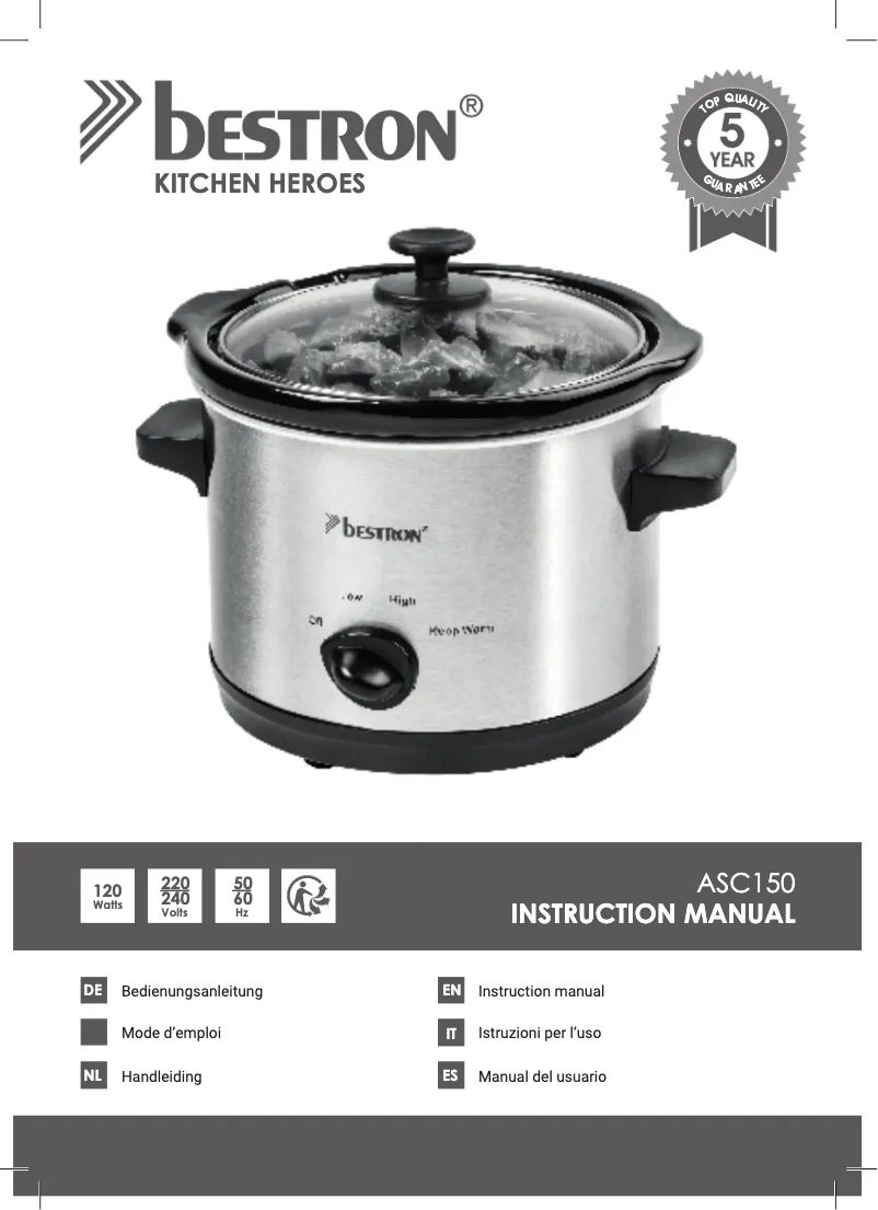 Page 1 de la notice Manuel utilisateur Bestron ASC150