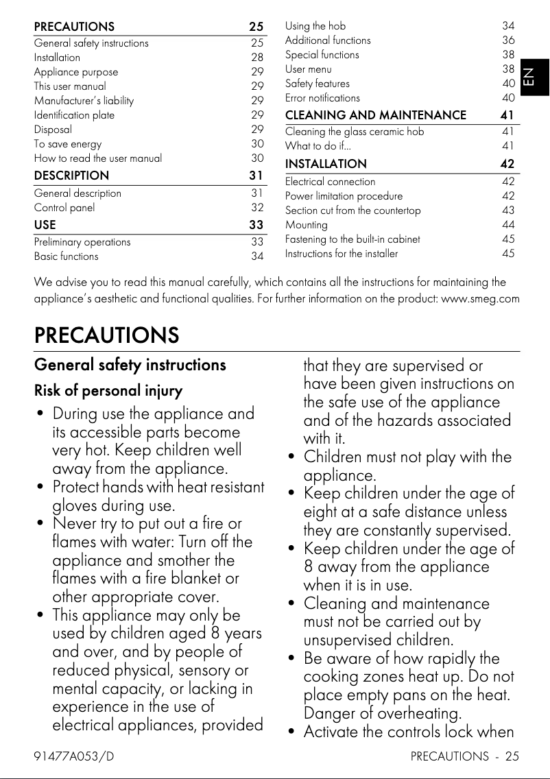 Page n°1 - Manuel utilisateur Smeg SIM1844D