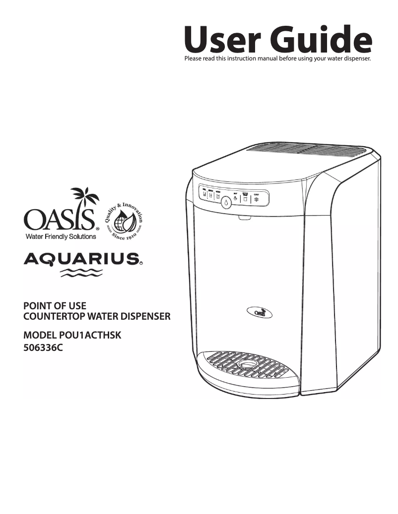 Page n°1 - Manuel utilisateur Oasis Aquarius POU1ACTHSK