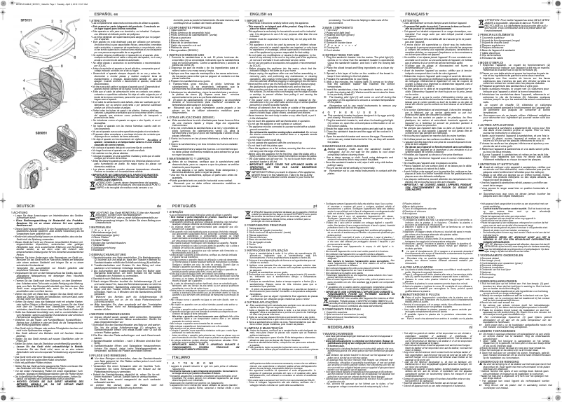 Page 1 de la notice Manuel utilisateur Solac SANDWICH 2 SD5051