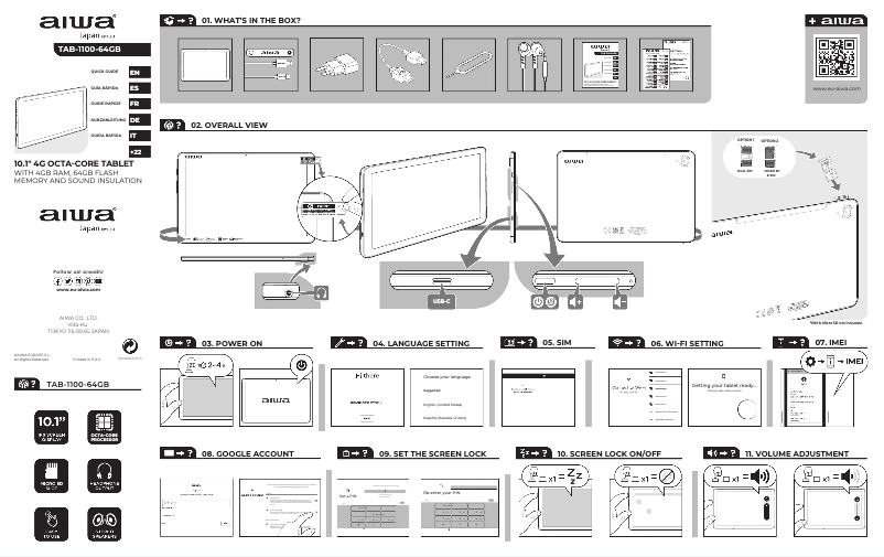 Page 1 de la notice Manuel utilisateur Aiwa TAB-1100-64GB
