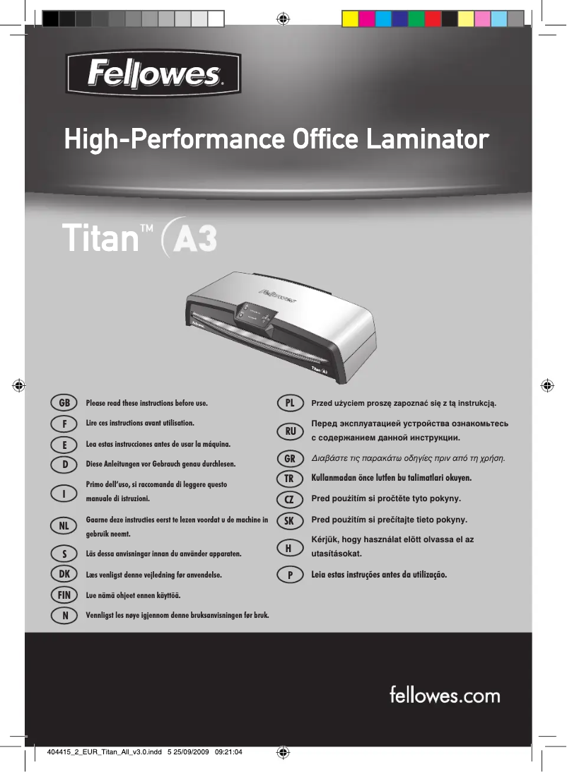 Page n°1 - Manuel utilisateur Fellowes TITAN