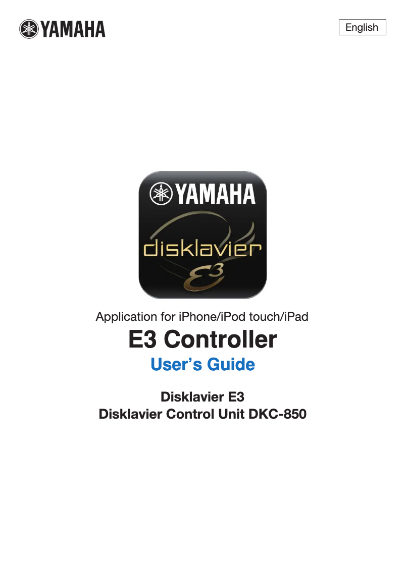 Page n°1 - Manuel utilisateur Yamaha E3 Controller