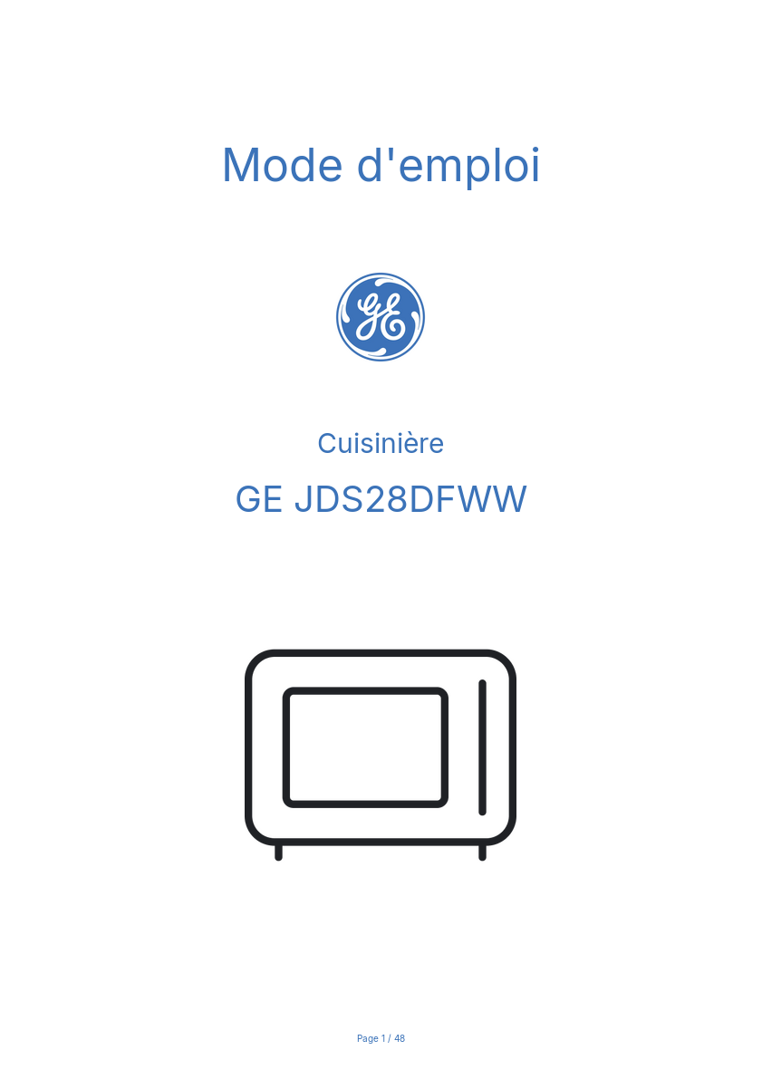 Image de la première page du manuel de l'appareil JDS28DFWW