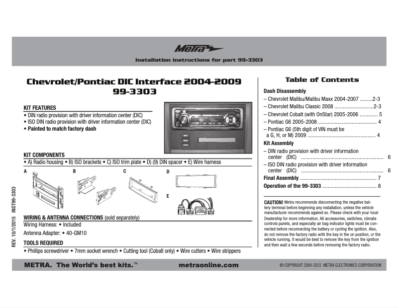 Image de la première page du manuel de l'appareil 99-3303