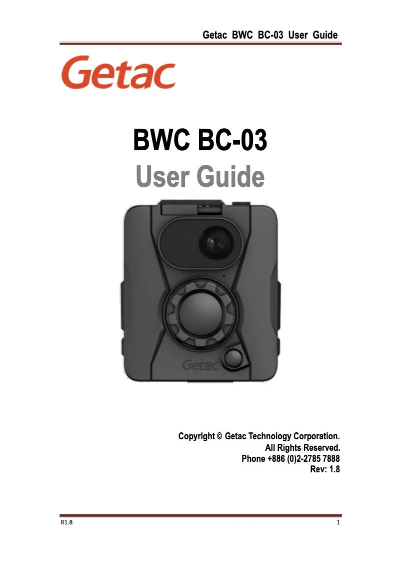 Page 1 de la notice Manuel utilisateur Getac BC-03