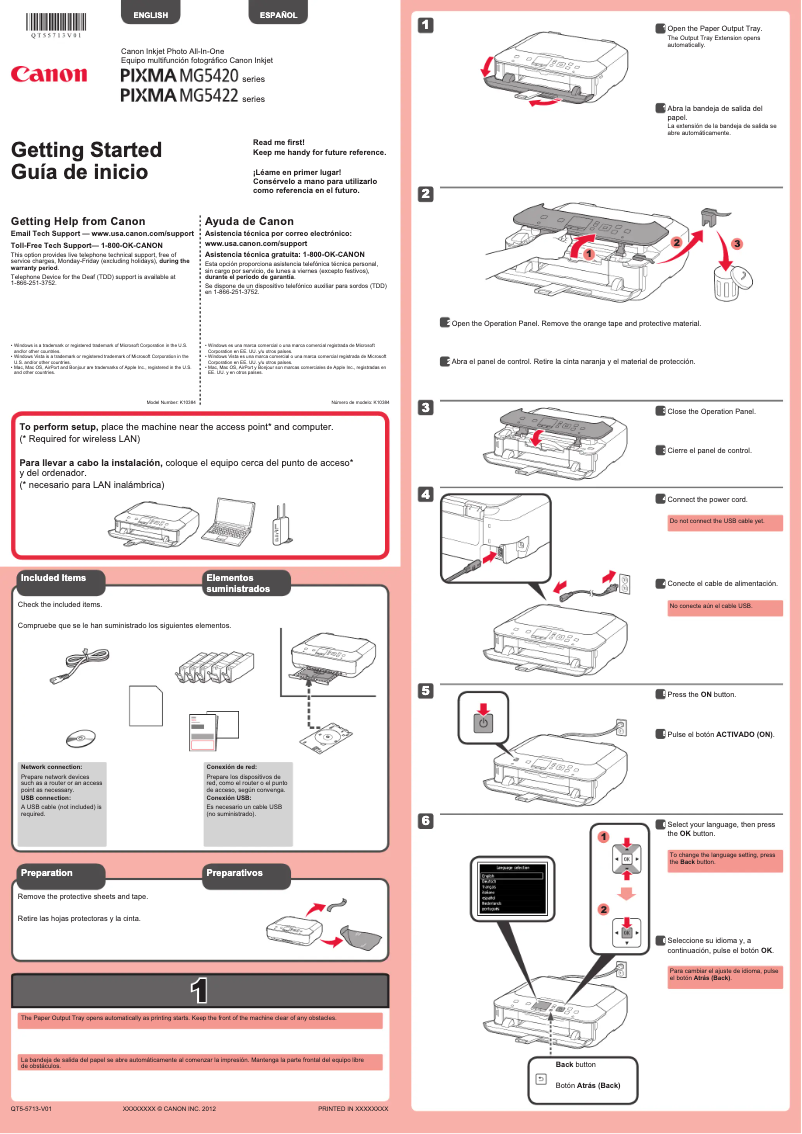 Page 1 de la notice Manuel utilisateur Canon Pixma MG5420