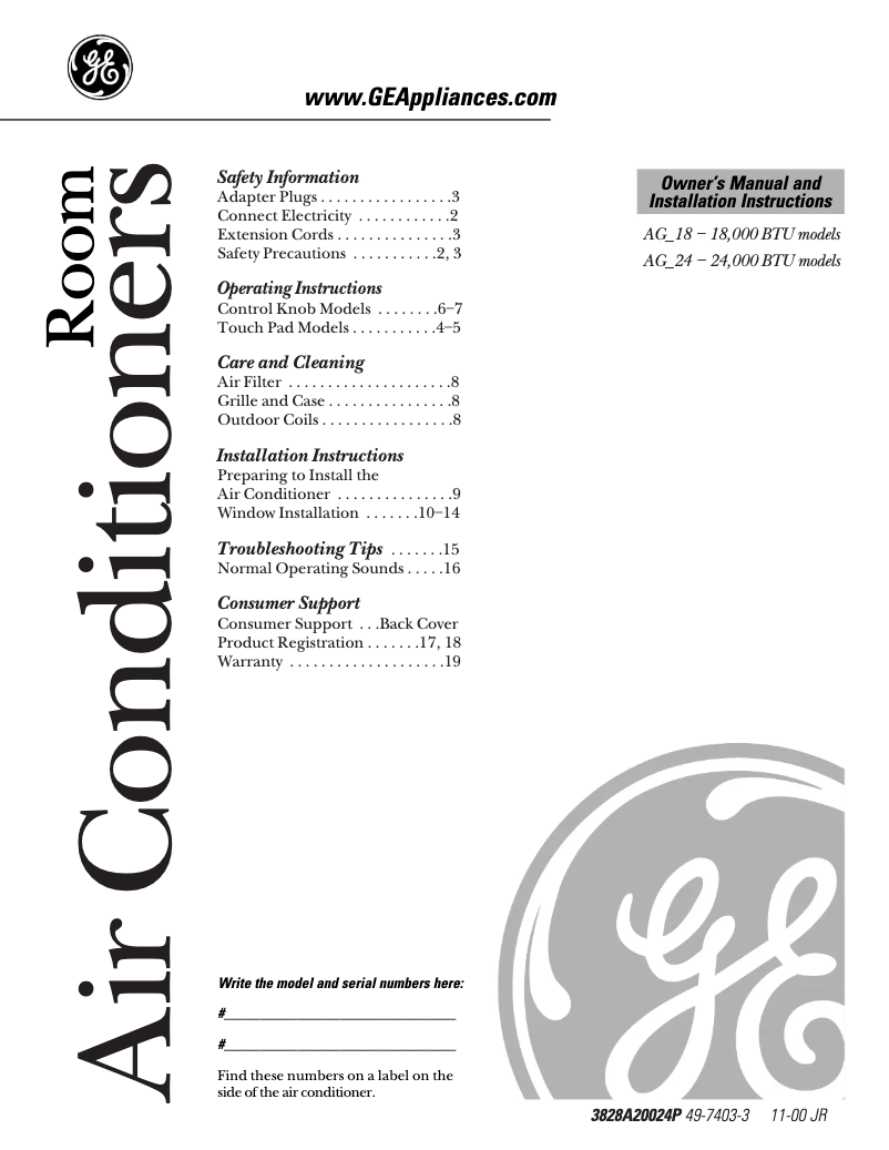 Image de la première page du manuel de l'appareil AGP24DA